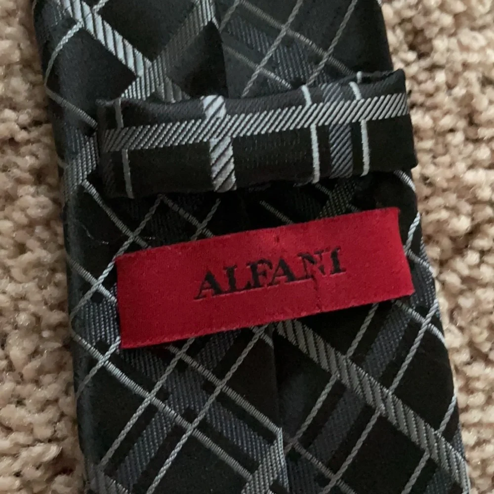 Alfani Black and Blue Patterned Tie